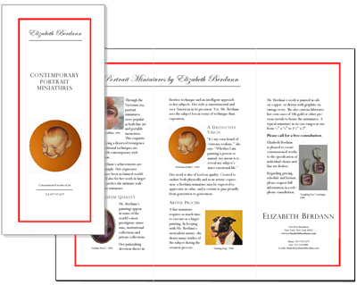 brochure for painter of miniature art/jewelry