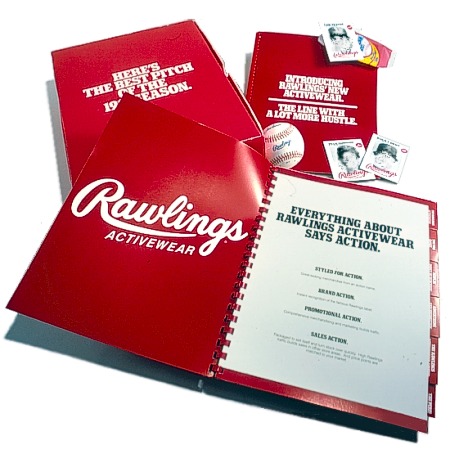 Activewear sales promotional kit, including baseball and presentation booklet
