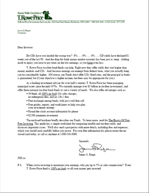 direct mail sales letter for mutual funds